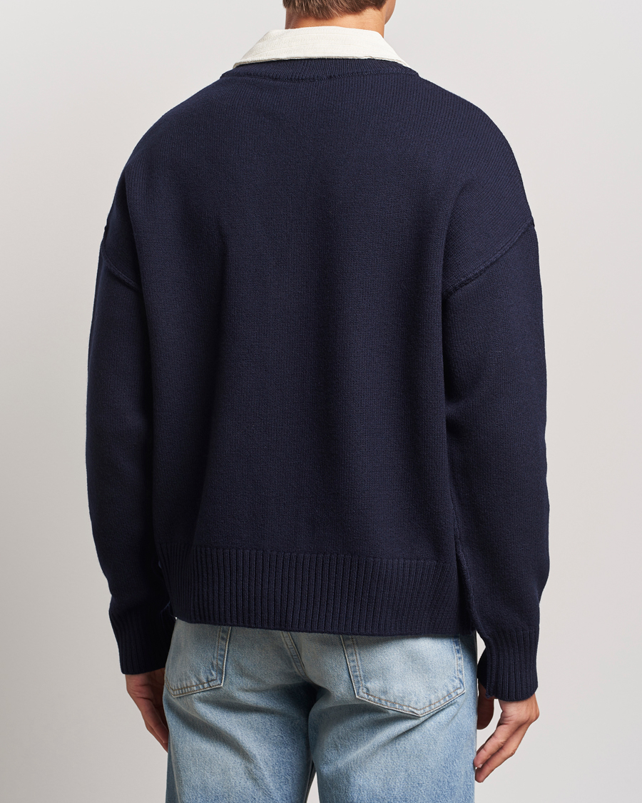 Hombres | Jerséis y prendas de punto | AMI | Big Heart Logo Cardigan Navy