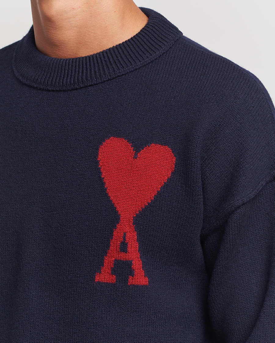 Hombres | Jerséis y prendas de punto | AMI | Big Heart Logo Crew Neck Navy