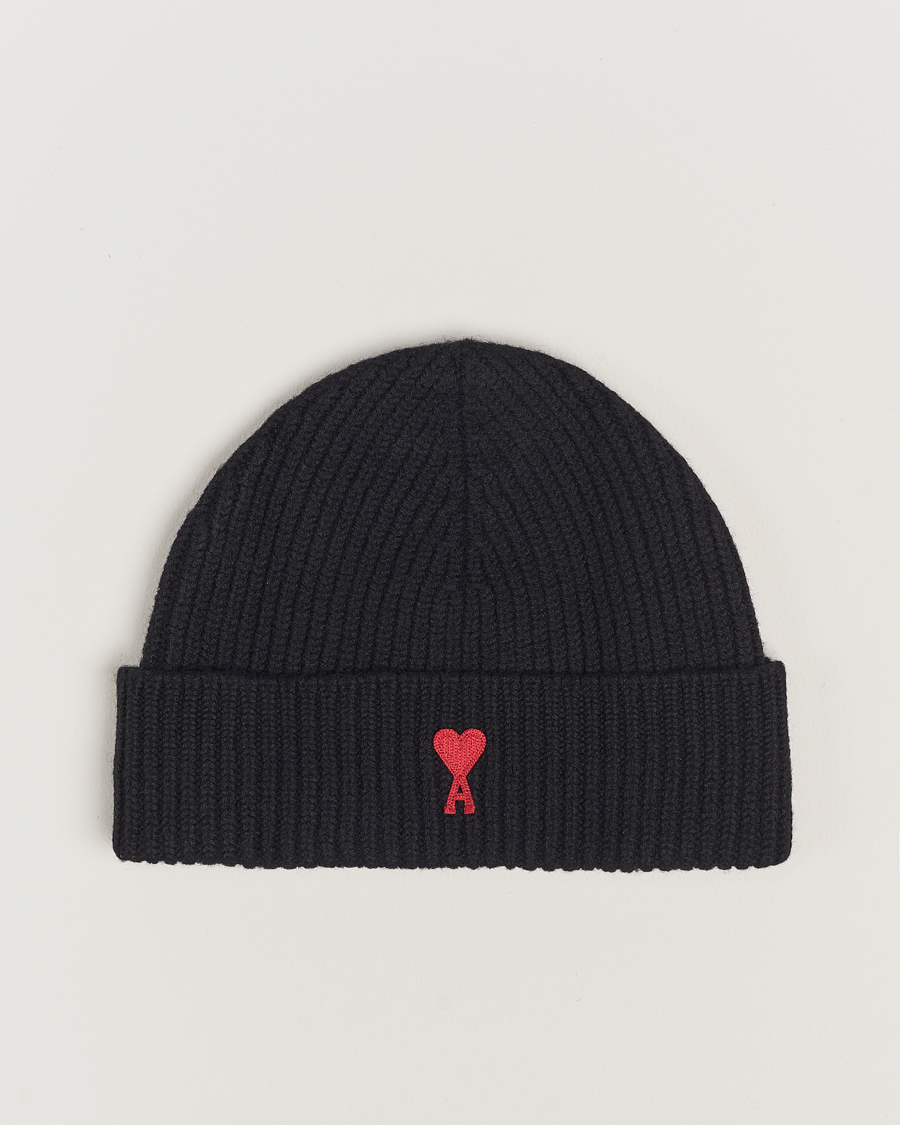 Hombres | AMI Heart Logo Beanie Black | AMI | Heart Logo Beanie Black