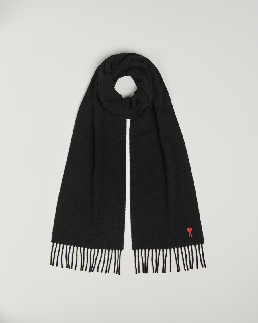 Hombres | AMI Heart Logo Scarf Black | AMI | Heart Logo Scarf Black