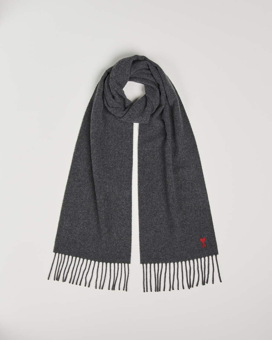 Hombres | AMI Heart Logo Scarf Dark Grey | AMI | Heart Logo Scarf Dark Grey