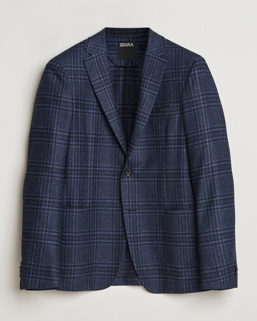 Hombres | Blazers | Zegna | Unconstructed Wool/Silk Blazer Navy Check