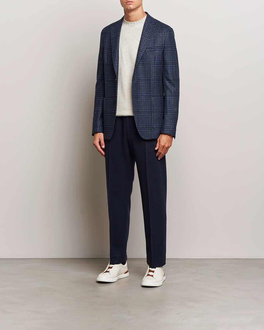 Hombres | Blazers | Zegna | Unconstructed Wool/Silk Blazer Navy Check