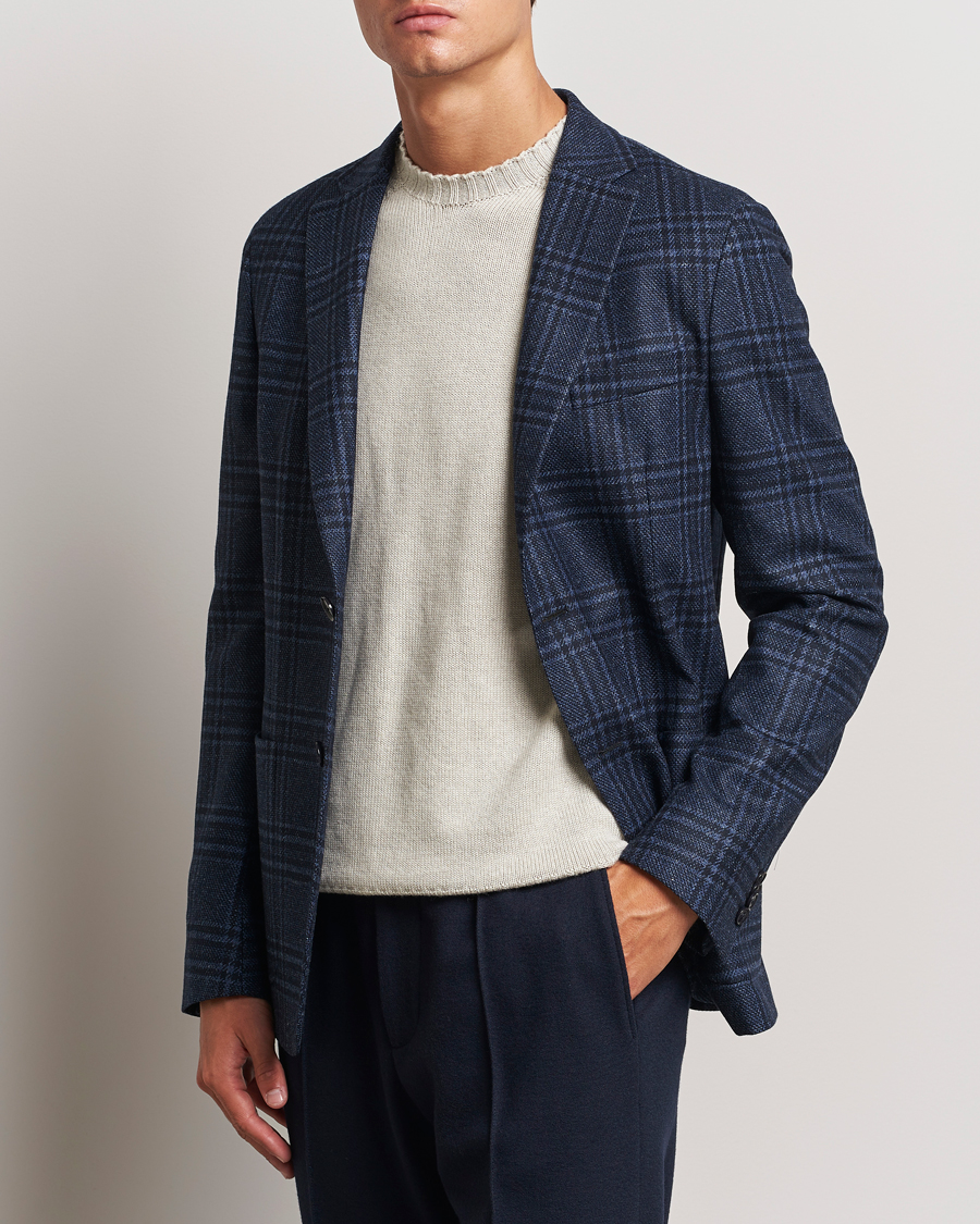 Hombres | Blazers | Zegna | Unconstructed Wool/Silk Blazer Navy Check