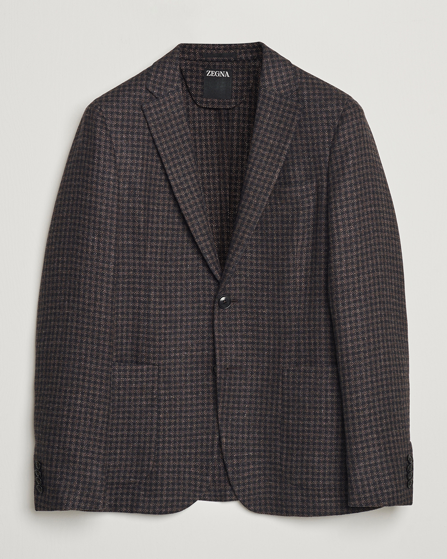 Hombres | Blazers | Zegna | Unconstructed Wool/Cashmere Blazer Brown Check