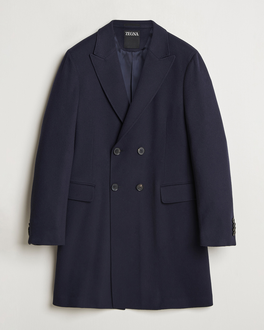 Hombres | Abrigos y chaquetas | Zegna | Wool/Cashmere Double Breasted Coat Navy