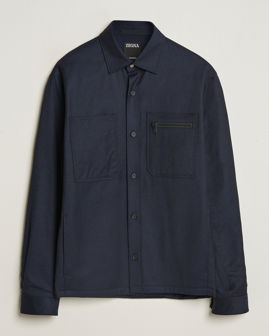 Hombres | Abrigos y chaquetas | Zegna | Techmerino Flannel Shirt Jacket Navy