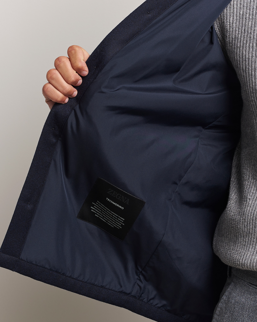 Hombres | Abrigos y chaquetas | Zegna | Techmerino Flannel Shirt Jacket Navy