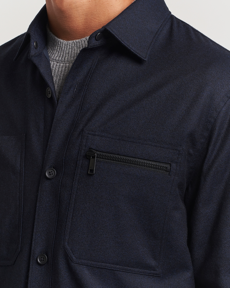 Hombres | Abrigos y chaquetas | Zegna | Techmerino Flannel Shirt Jacket Navy