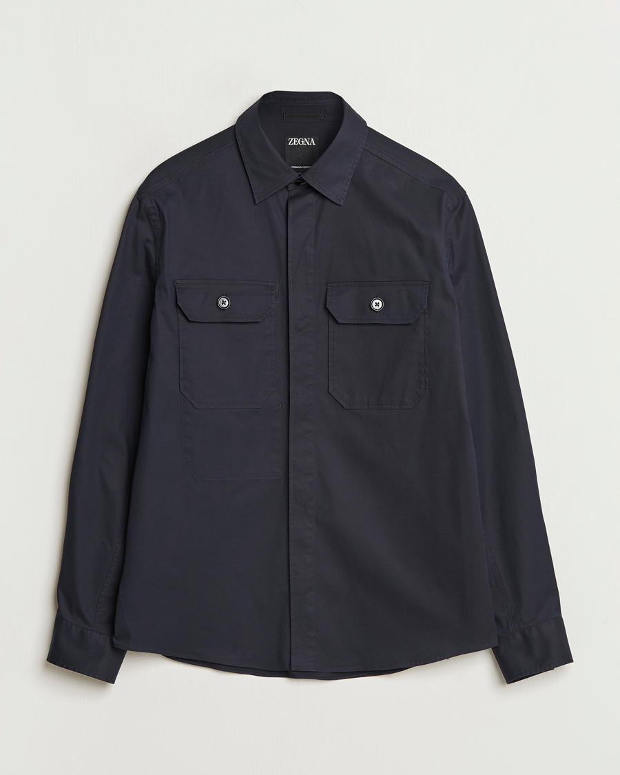 Hombres | Camisas | Zegna | Cotton Overshirt Navy