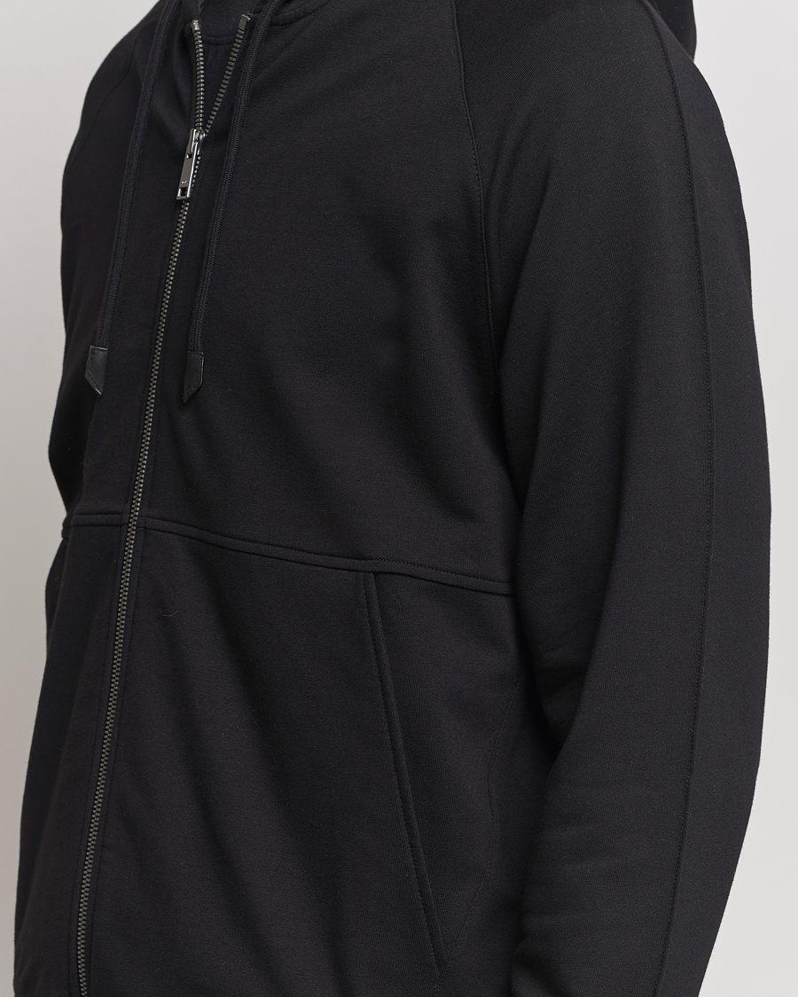 Hombres | Jerséis y prendas de punto | Zegna | Cotton Stretch Zip Hoodie Black