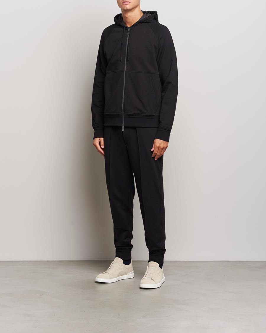 Hombres | Pantalones | Zegna | Cotton Stretch Drawstring Pants Black