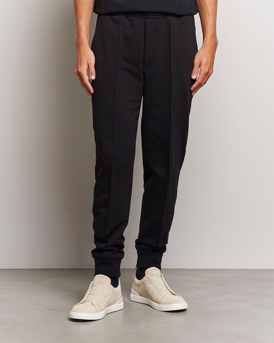 Hombres | Pantalones | Zegna | Cotton Stretch Drawstring Pants Black