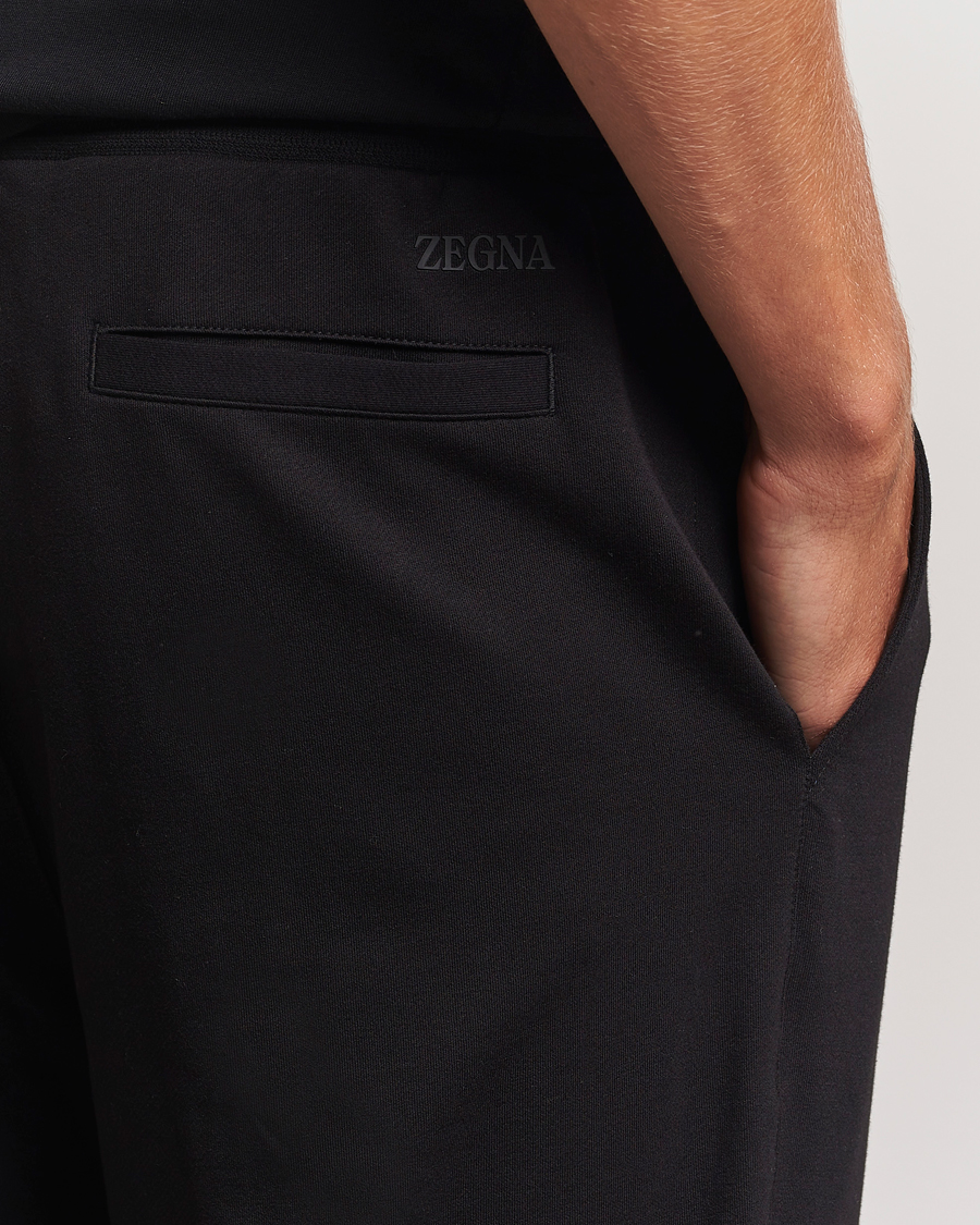 Hombres | Pantalones | Zegna | Cotton Stretch Drawstring Pants Black