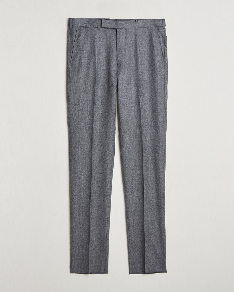 Hombres | Pantalones | Zegna | Carded Flannel Trousers Grey Melange