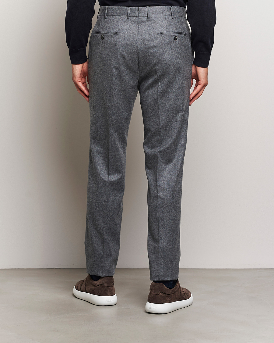 Hombres | Pantalones | Zegna | Carded Flannel Trousers Grey Melange