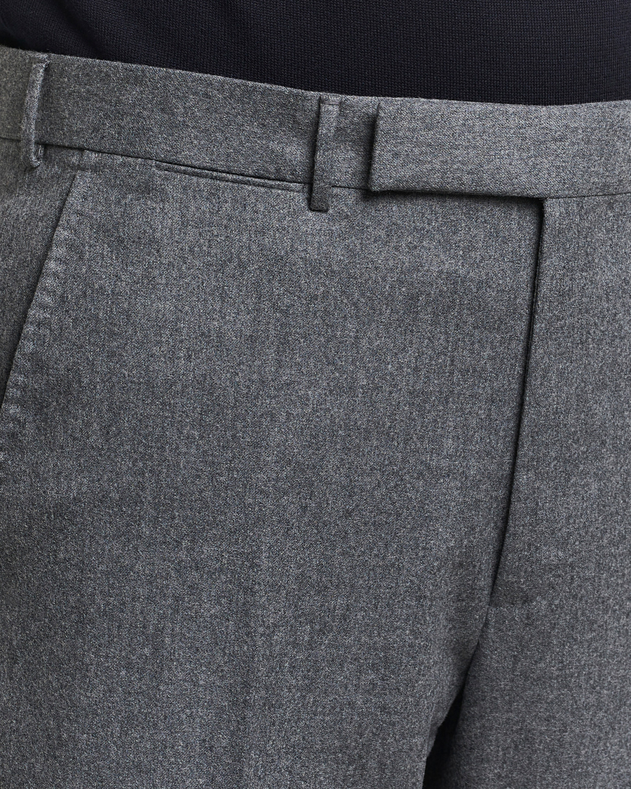 Hombres | Pantalones | Zegna | Carded Flannel Trousers Grey Melange