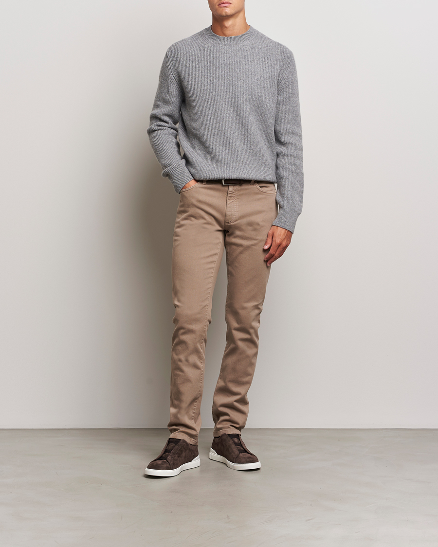 Hombres | Pantalones | Zegna | 5-Pocket Comfort Denim Pants Beige