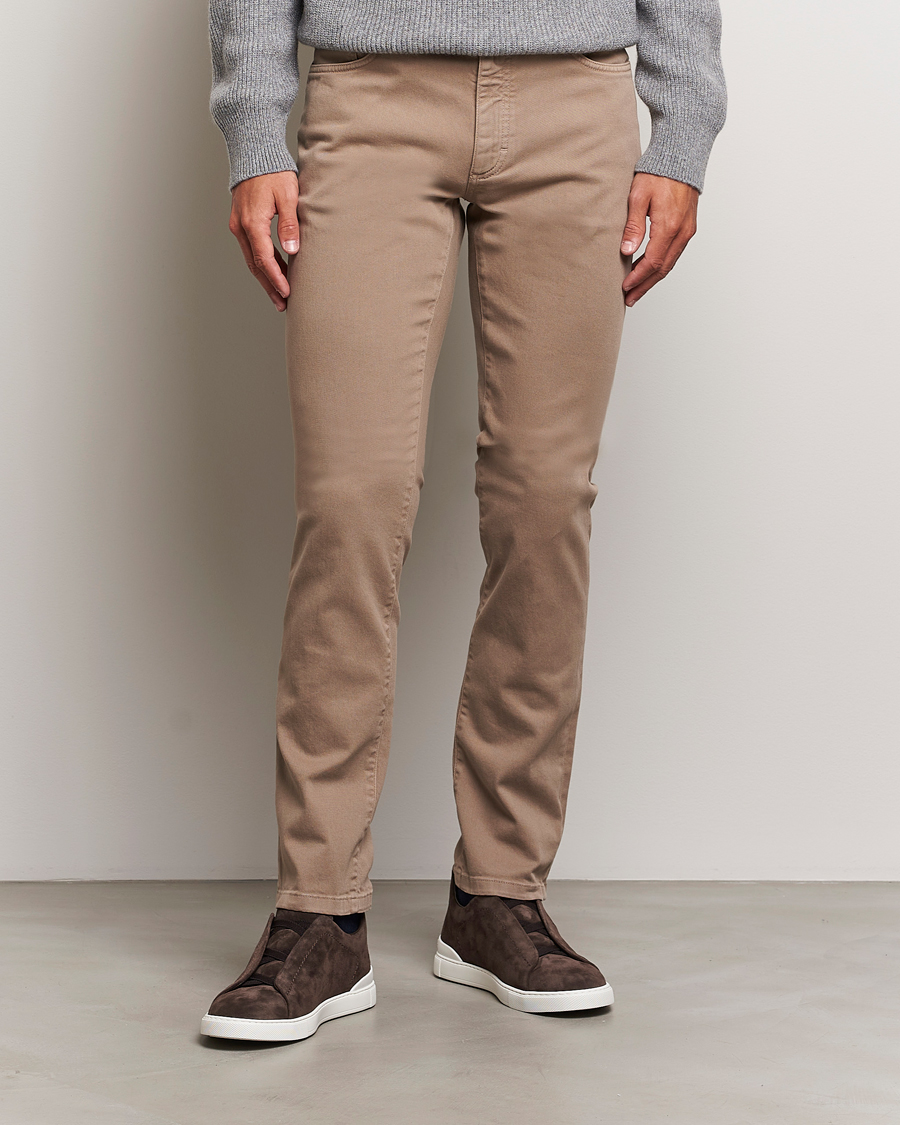 Hombres | Pantalones | Zegna | 5-Pocket Comfort Denim Pants Beige