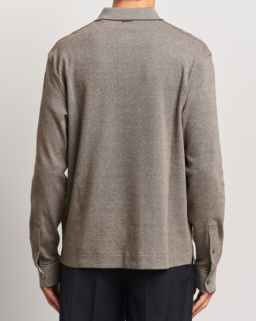 Hombres | Jerséis y prendas de punto | Zegna | Soft Cotton Long Sleeve Polo Beige