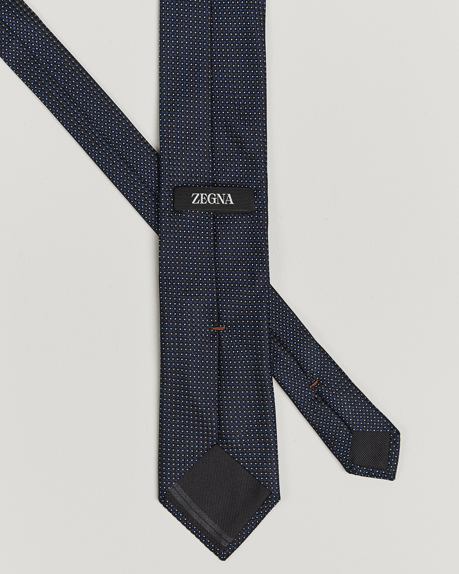Hombres | Zegna Jacquard Silk Tie Navy | Zegna | Jacquard Silk Tie Navy