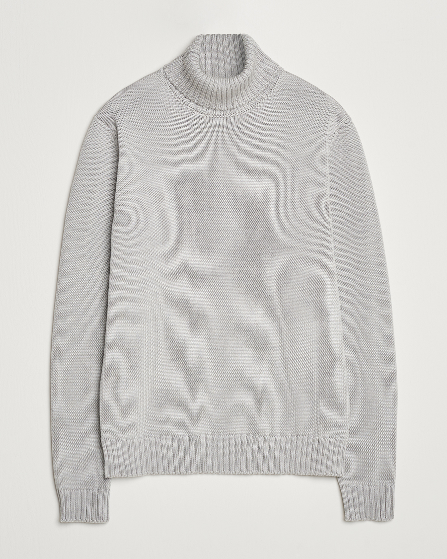Hombres | Jerséis y prendas de punto | Zanone | Virgin Merino Wool Rollneck Light Grey