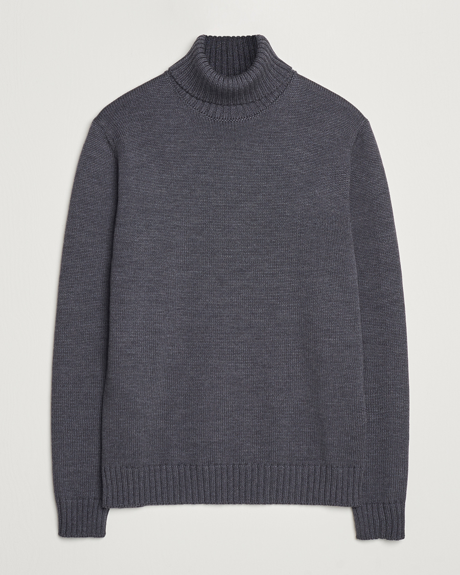 Hombres | Jerséis y prendas de punto | Zanone | Virgin Merino Wool Rollneck Grey Melange