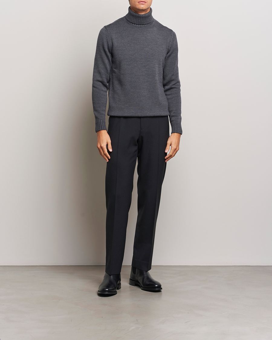 Hombres | Jerséis y prendas de punto | Zanone | Virgin Merino Wool Rollneck Grey Melange