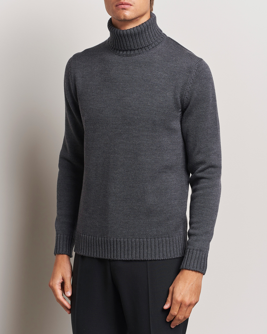 Hombres | Jerséis y prendas de punto | Zanone | Virgin Merino Wool Rollneck Grey Melange