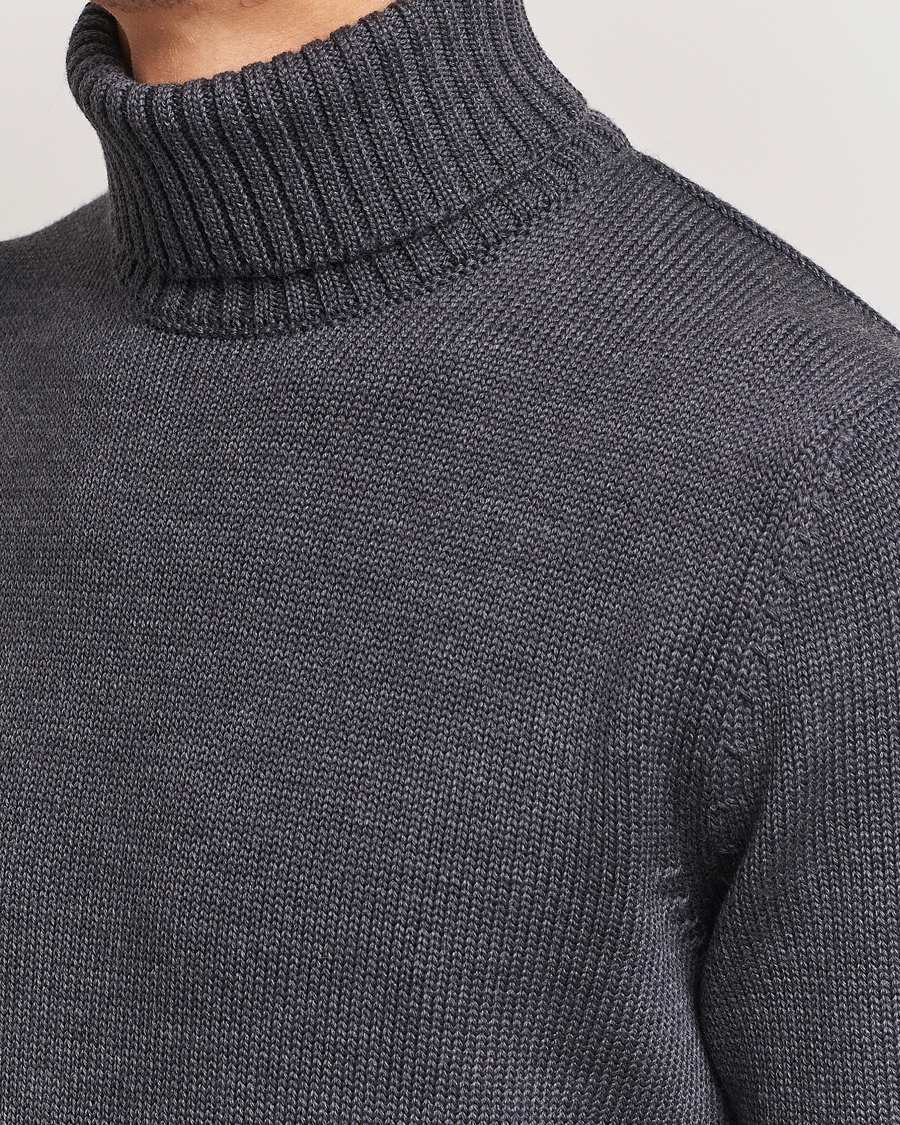 Hombres | Jerséis y prendas de punto | Zanone | Virgin Merino Wool Rollneck Grey Melange