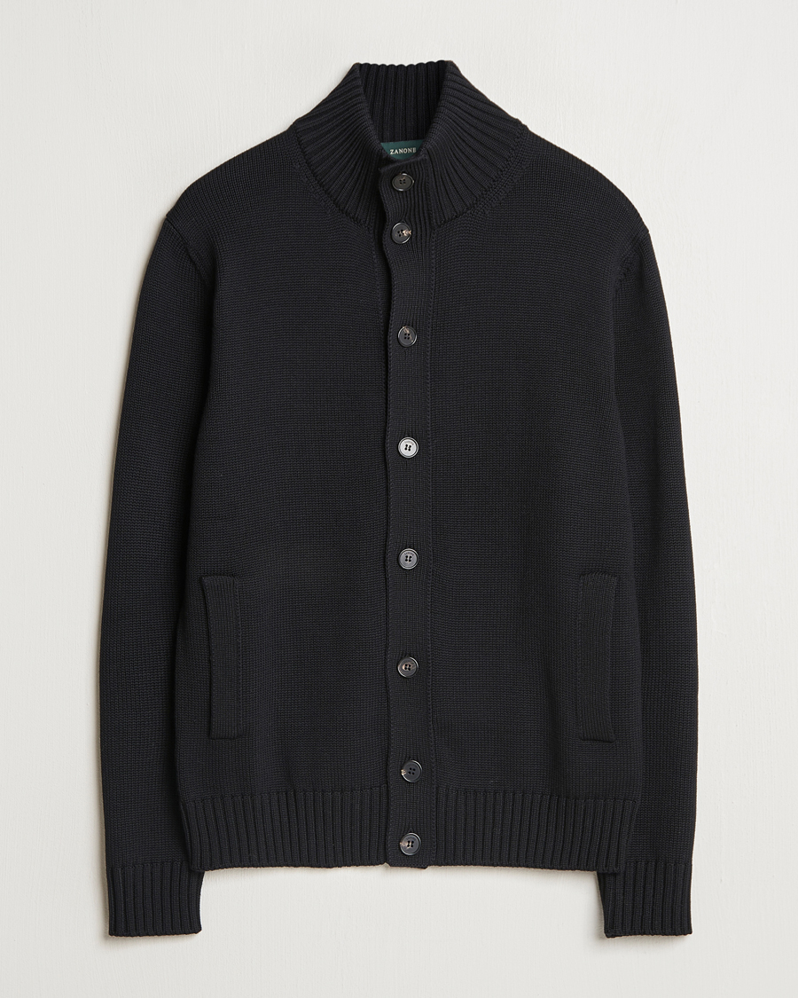 Hombres | Jerséis y prendas de punto | Zanone | Virgin Merino Wool Chioto Cardigan Black