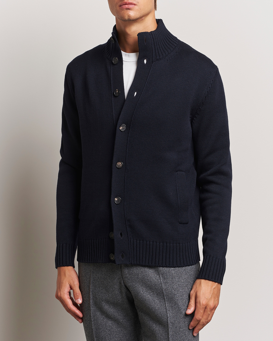 Hombres | Jerséis y prendas de punto | Zanone | Virgin Merino Wool Chioto Cardigan Navy