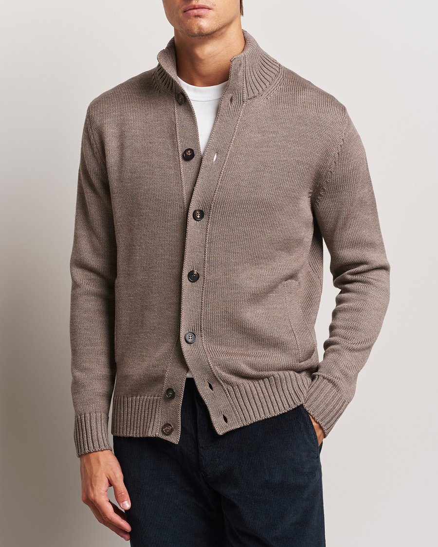 Hombres | Jerséis y prendas de punto | Zanone | Virgin Merino Wool Chioto Cardigan Taupe