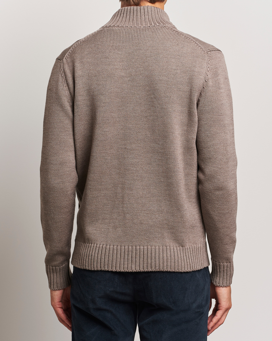 Hombres | Jerséis y prendas de punto | Zanone | Virgin Merino Wool Chioto Cardigan Taupe