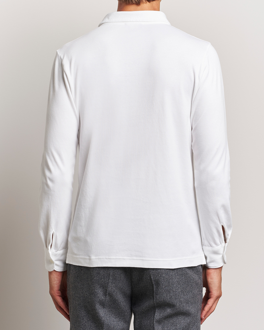 Hombres | Jerséis y prendas de punto | Zanone | Heavy Jersey Long Sleeve Polo White