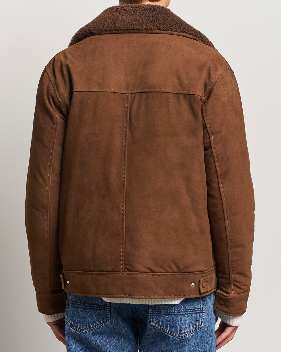 Hombres | Abrigos y chaquetas | Valstar | Goose Down Shearling Flight Jacket Brown Suede