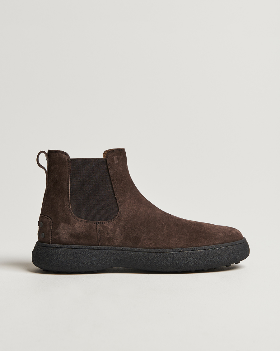 Hombres | Tod's Gommino Chelsea Boots Dark Brown Suede | Tod's | Gommino Chelsea Boots Dark Brown Suede