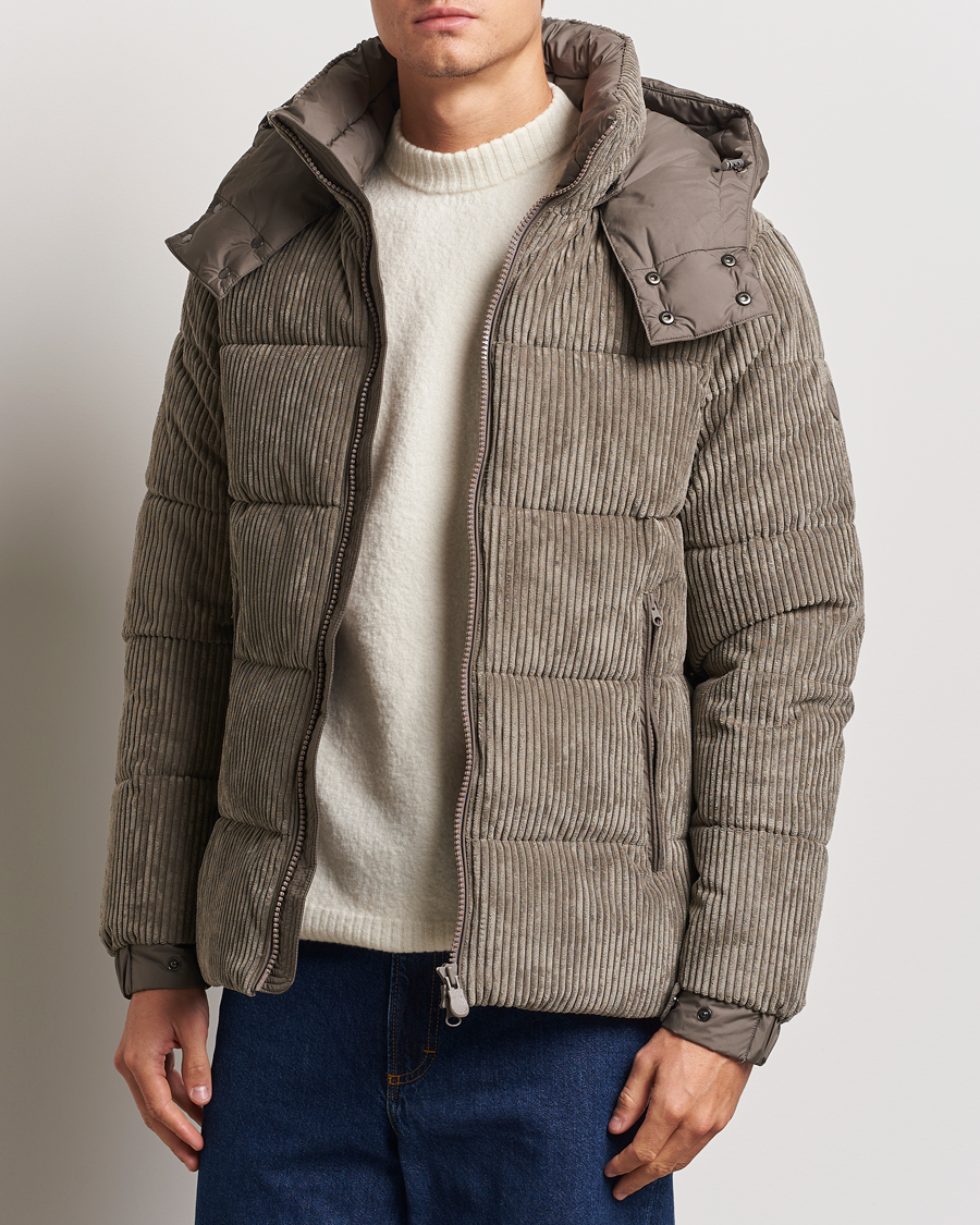 Hombres | Abrigos y chaquetas | Save The Duck | Albus Cord Padded Puffer Jacket Mud Grey