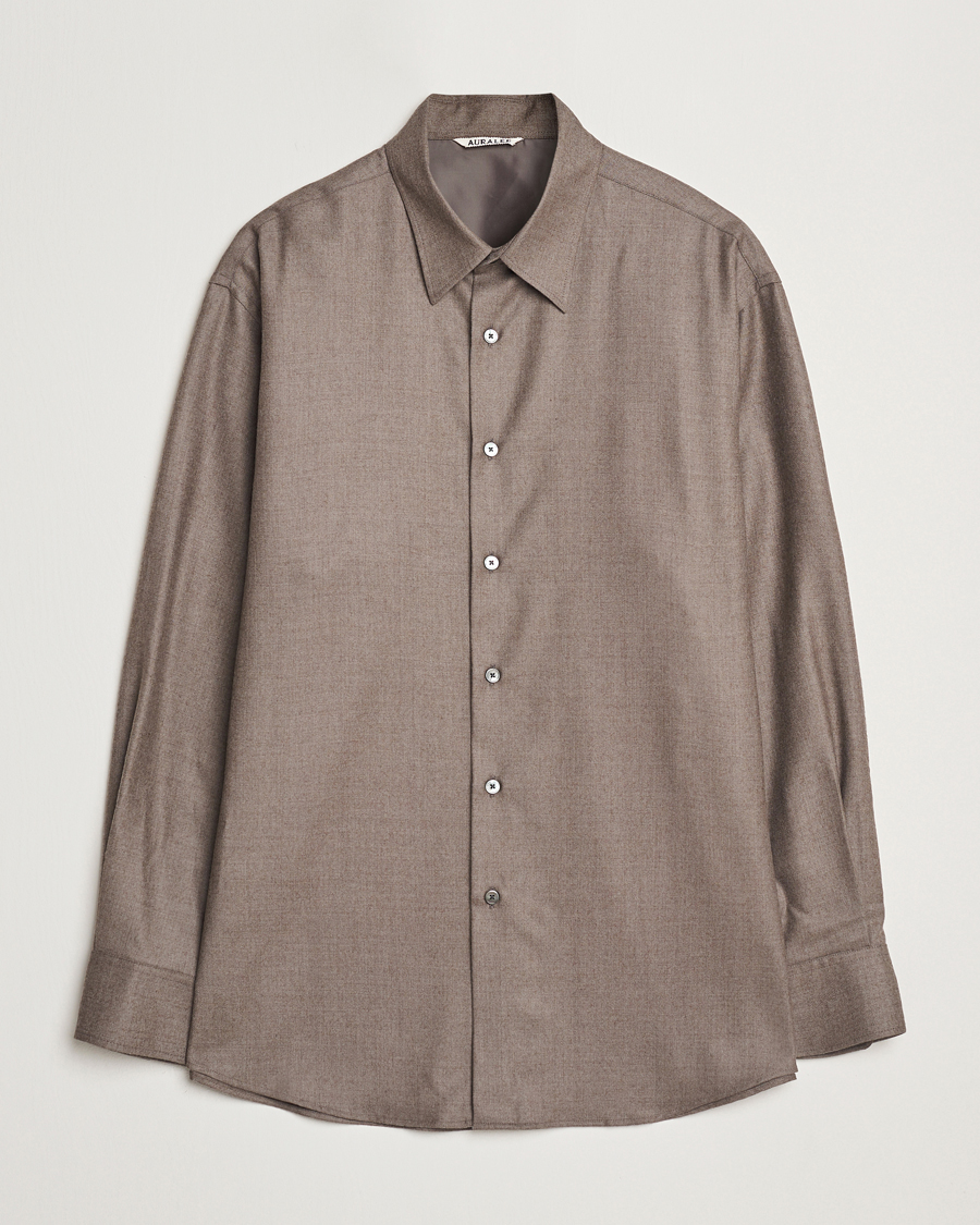 Hombres | Camisas | Auralee | Superlight Wool Shirt Top Brown