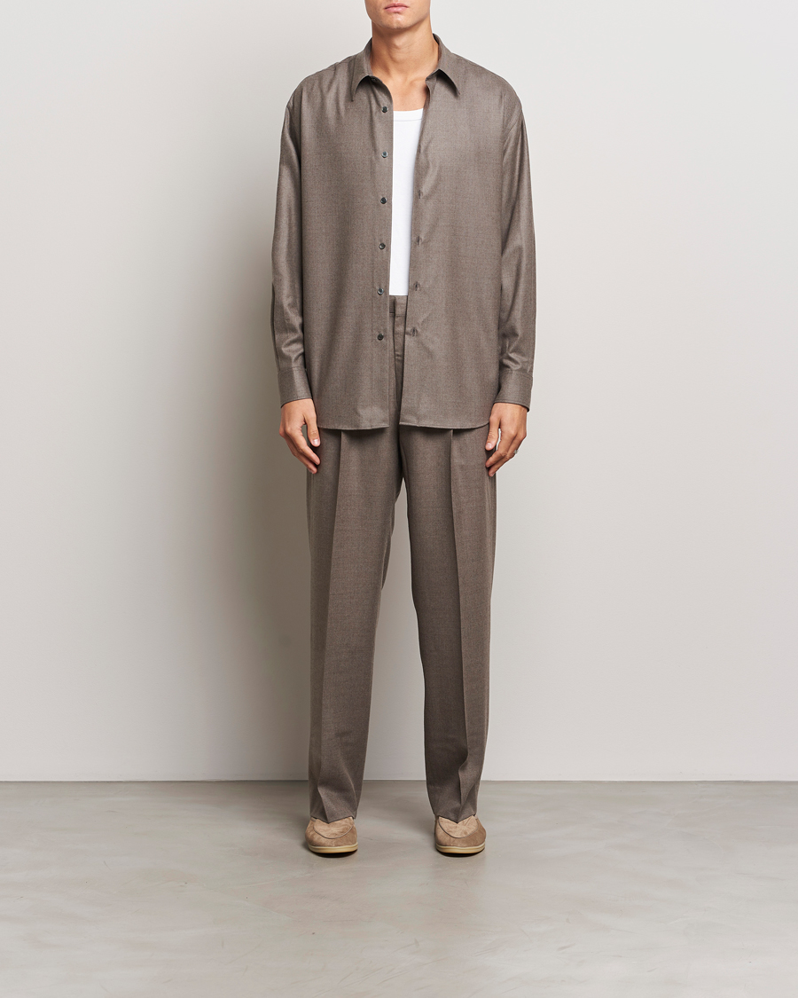 Hombres | Camisas | Auralee | Superlight Wool Shirt Top Brown