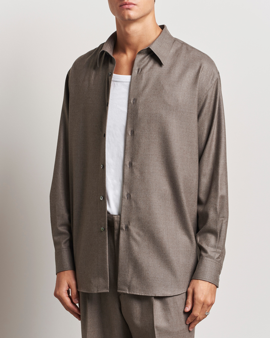 Hombres | Camisas | Auralee | Superlight Wool Shirt Top Brown