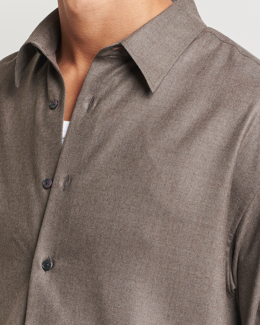 Hombres | Camisas | Auralee | Superlight Wool Shirt Top Brown