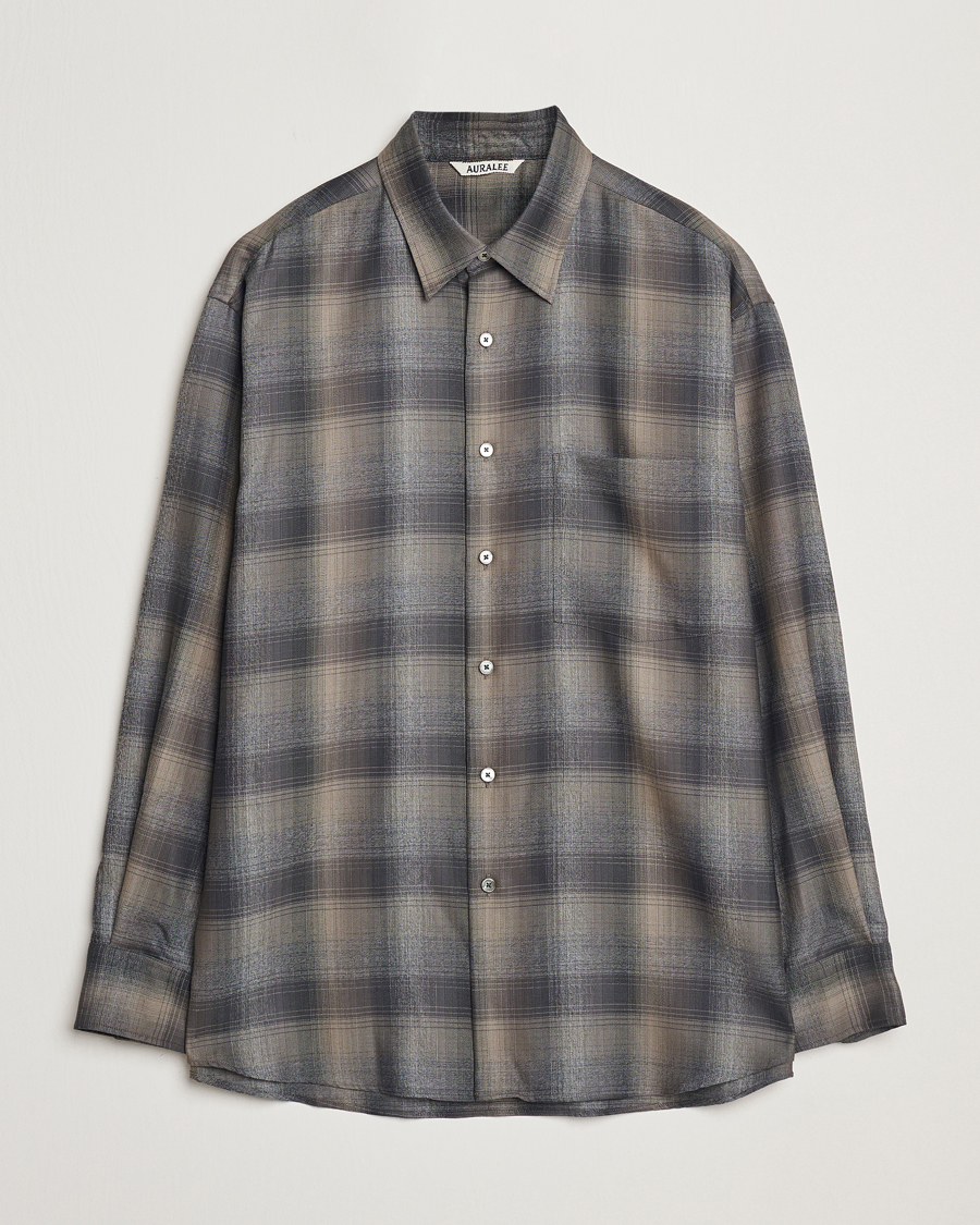 Hombres | Camisas | Auralee | Superlight Wool Shirt Charcoal Check