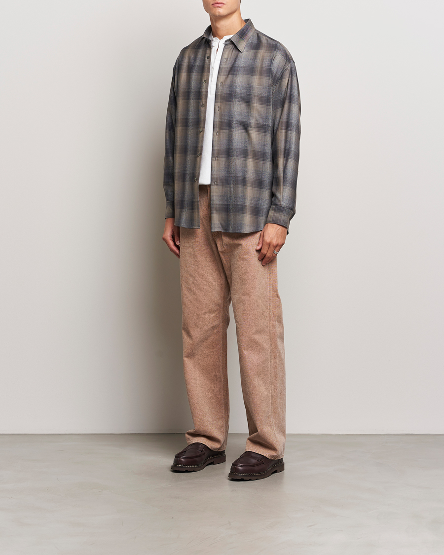 Hombres | Camisas | Auralee | Superlight Wool Shirt Charcoal Check