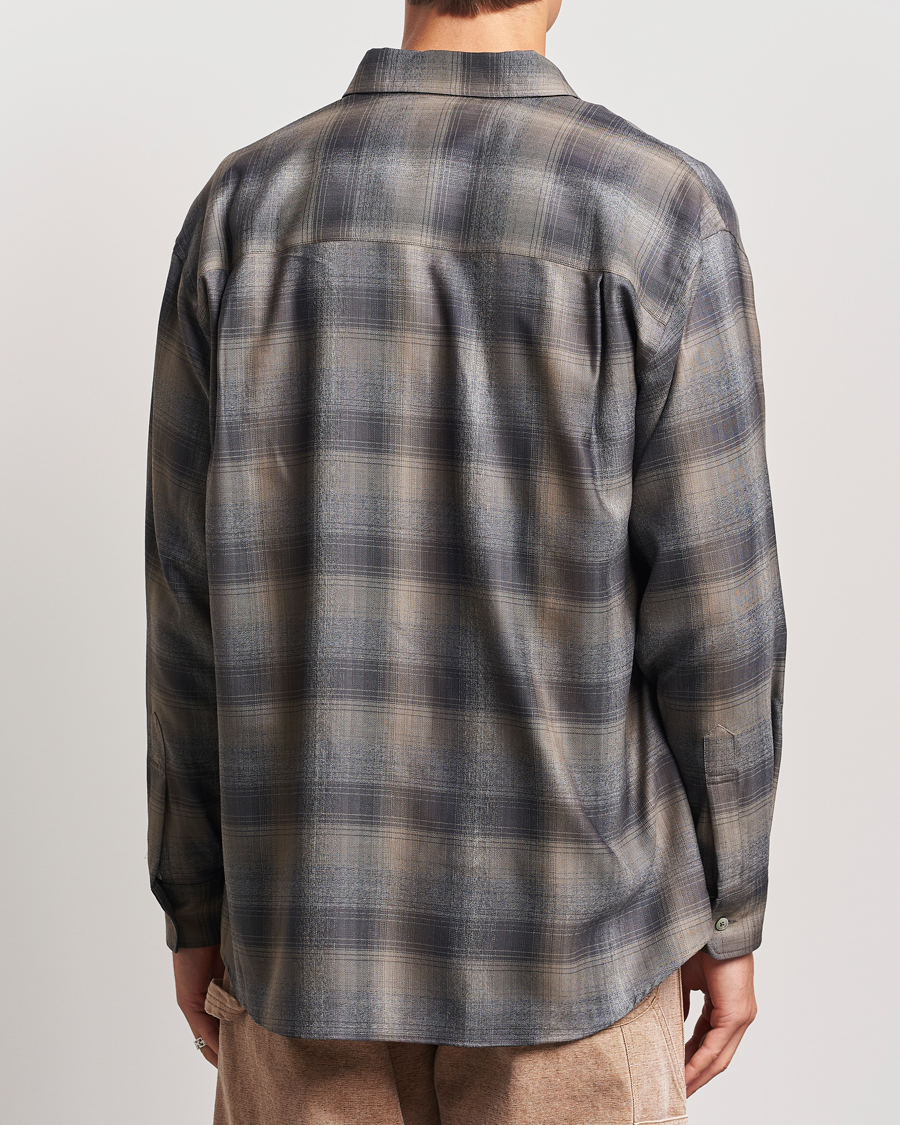 Hombres | Camisas | Auralee | Superlight Wool Shirt Charcoal Check