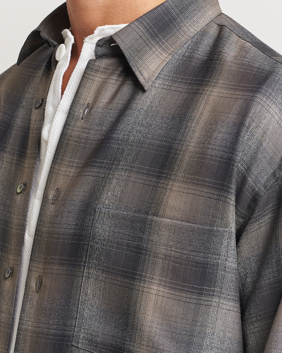 Hombres | Camisas | Auralee | Superlight Wool Shirt Charcoal Check