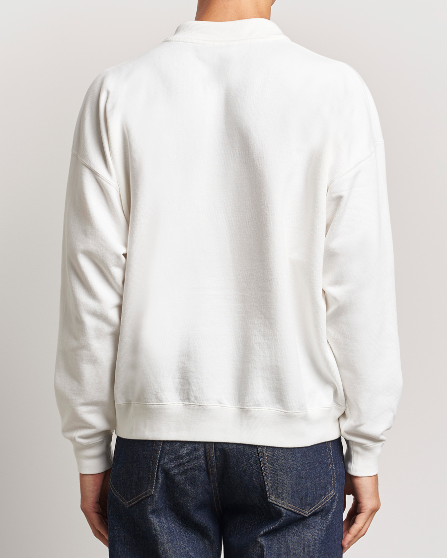 Hombres | Jerséis y prendas de punto | Auralee | Pima Cotton Long Sleeve Polo White