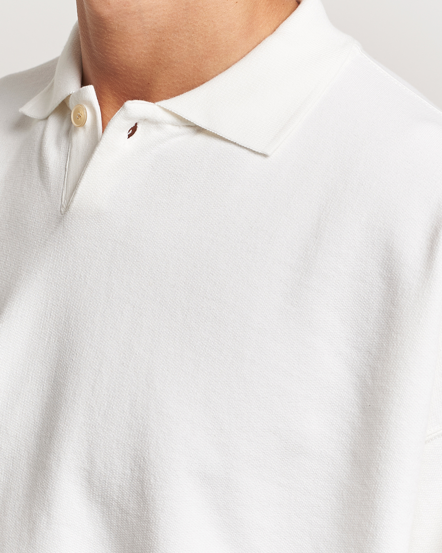 Hombres | Jerséis y prendas de punto | Auralee | Pima Cotton Long Sleeve Polo White