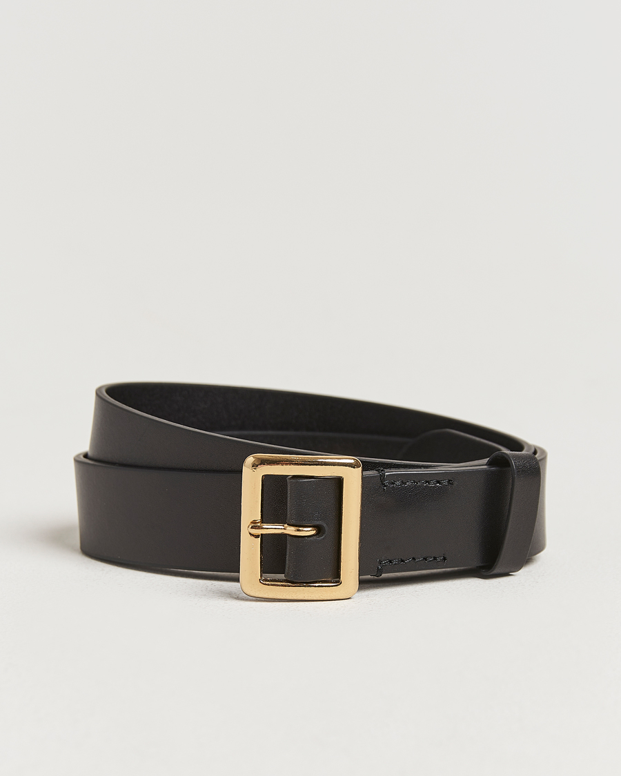 Hombres | Auralee Leather Square Buckle Belt Black | Auralee | Leather Square Buckle Belt Black