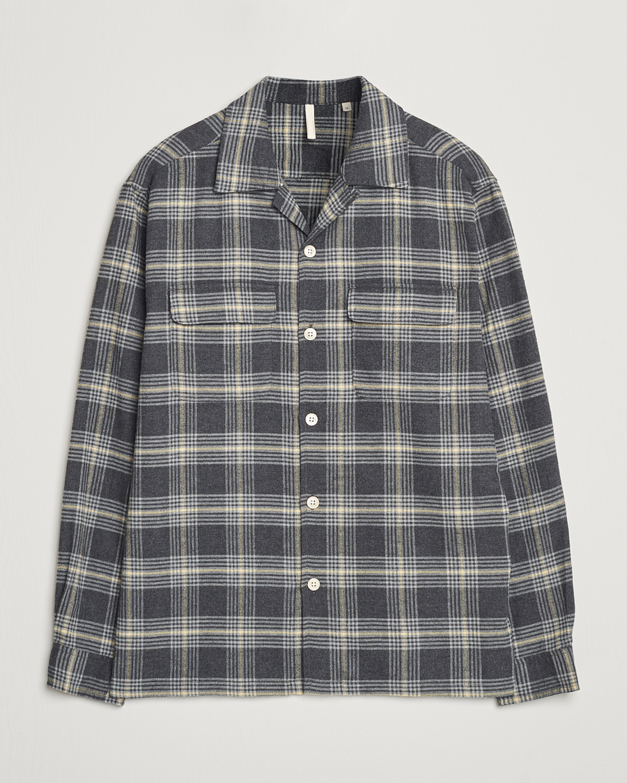 Hombres | Camisas | Sunflower | Flannel Pocket Shirt Grey Check